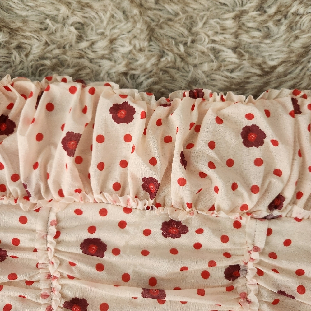 Scottie Printed‎ Tube Top Ivory Tea Combo Red And White - Picture 4 of 10